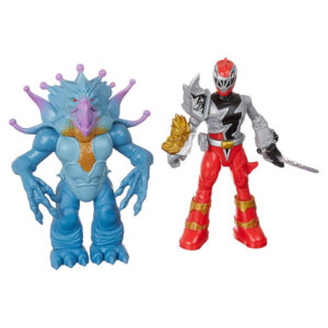 Power Rangers Dino Fury Red Ranger, Morpher, Red Ranger vs. Doomsnake, and Blue Ranger vs. Shockhorn