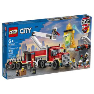 LEGO City Fire Command Unit, Fire Rescue Helicopter, and Fire Ladder Truck