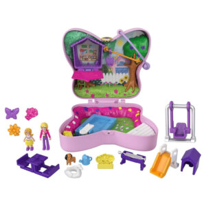Polly Pocket Candy Cutie Gumball, Dolphin Beach, Backyard Butterfly, and Elephant Adventure Compacts