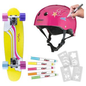 Wipeout Dry Erase Skateboard, Helmet, and Protective 3-Pack